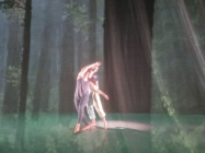 Two dancers in an immersive forest